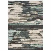 Photo of Ivory Blue Gray Abstract Layers Indoor Accent Rug