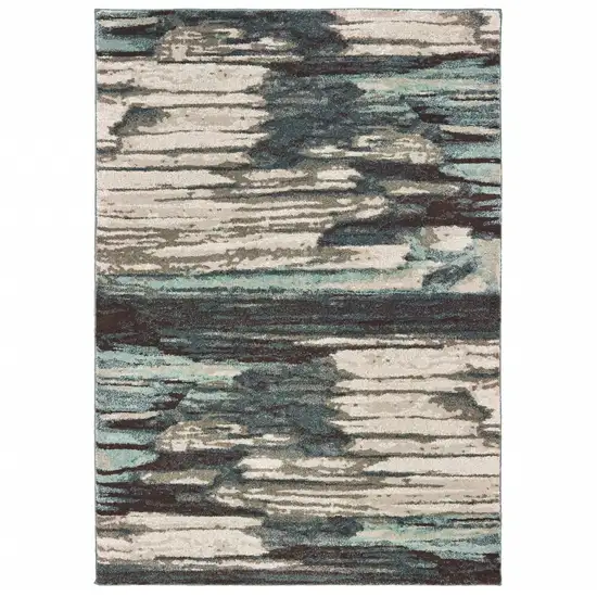 Ivory Blue Gray Abstract Layers Indoor Accent Rug Photo 1