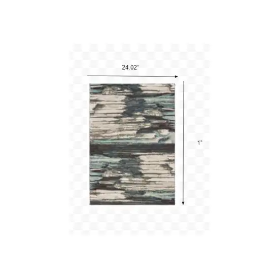 Ivory Blue Gray Abstract Layers Indoor Accent Rug Photo 4