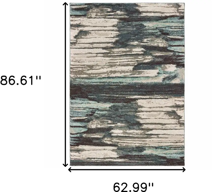 Ivory Blue Gray Abstract Layers Indoor Area Rug Photo 6