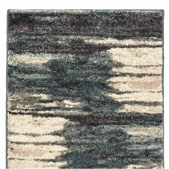 8' Blue And Ivory Runner Rug Photo 5