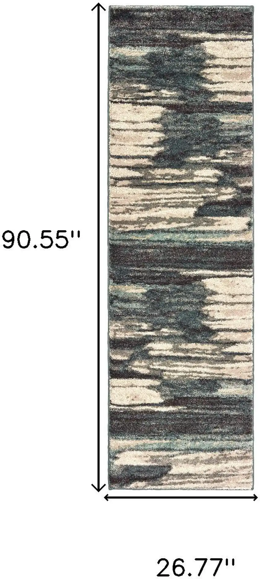 8' Blue And Ivory Runner Rug Photo 3