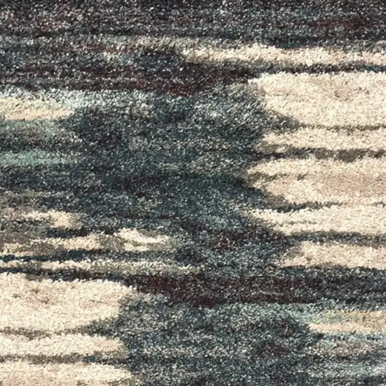 8' Blue And Ivory Runner Rug Photo 4