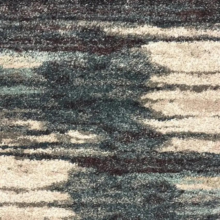 8' Blue And Ivory Runner Rug Photo 4