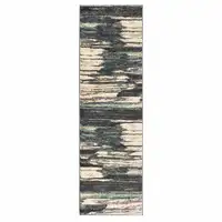 Photo of Ivory Blue Gray Abstract Layers Indoor Runner Rug