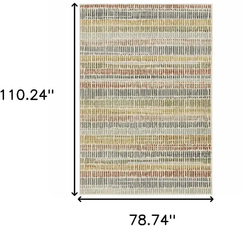 Ivory Blue Green Red And Gold Geometric Power Loom Stain Resistant Area Rug Photo 10