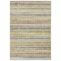 Photo of Ivory Blue Green Red And Gold Geometric Power Loom Stain Resistant Area Rug