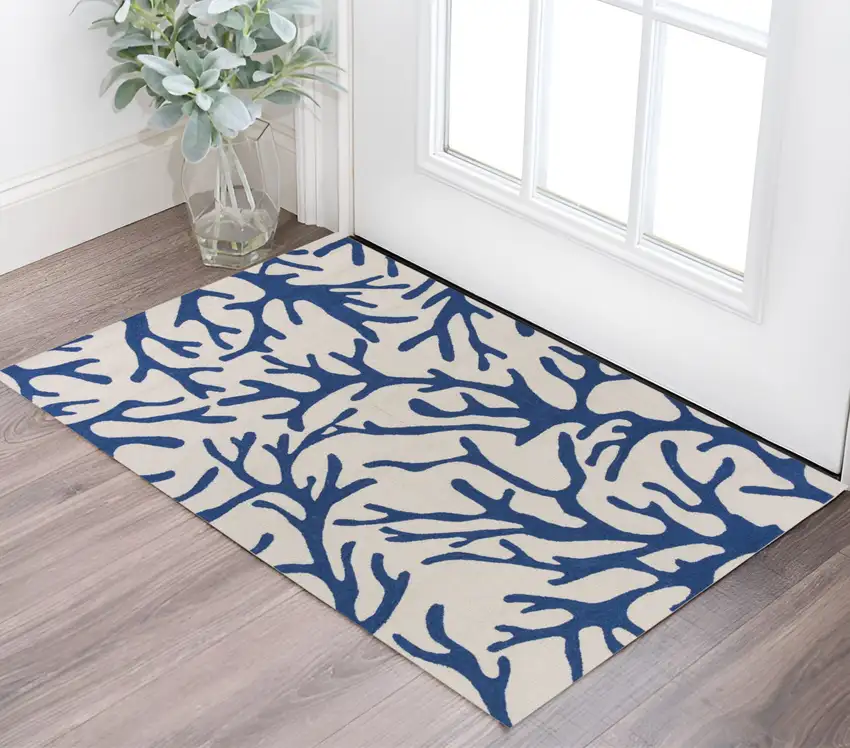 Blue Hand Tufted Area Rug Photo 1