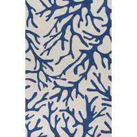 Photo of Ivory Blue Hand Hooked Oversized Coral Reef Indoor Accent Rug