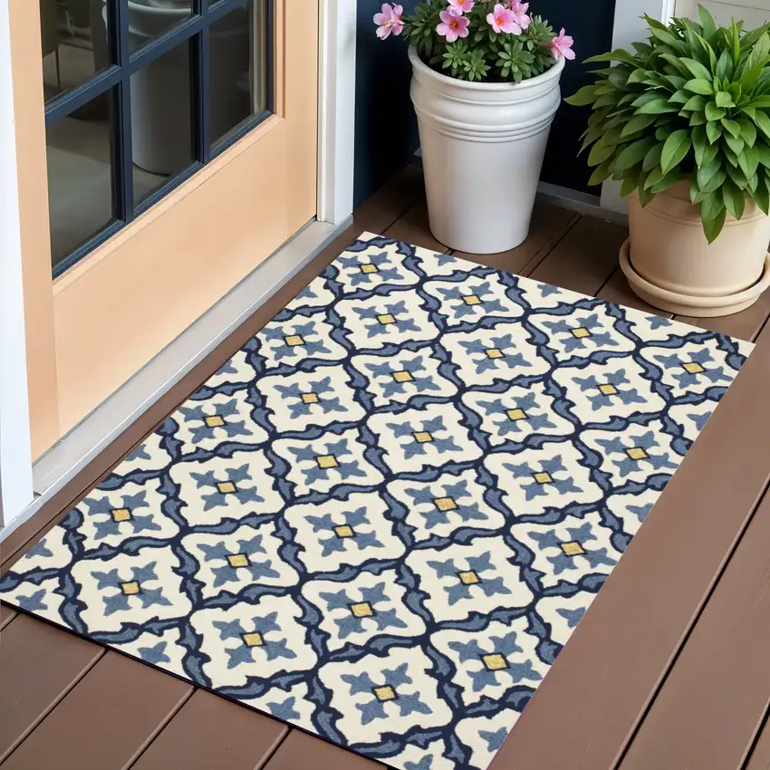Blue Moroccan Handmade Indoor Outdoor Area Rug Photo 1