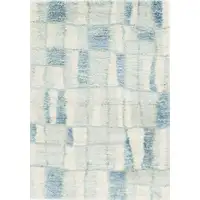 Photo of Ivory Blue Machine Woven Abstract Blocks Indoor Area Rug