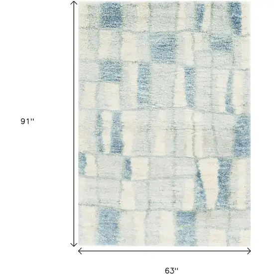Ivory And Blue Abstract Area Rug Photo 3