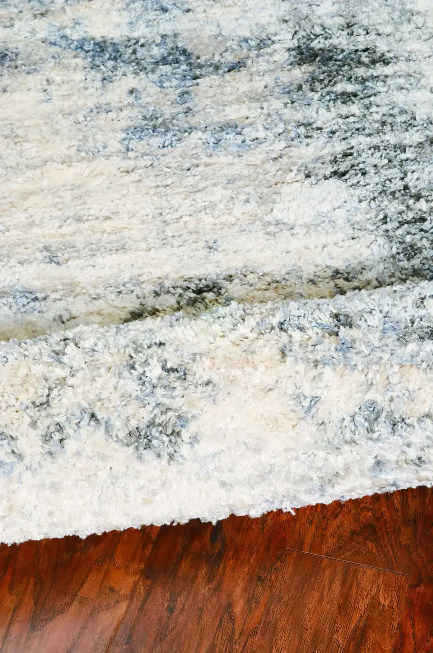 Ivory Blue Machine Woven Abstract Indoor Area Rug Photo 4