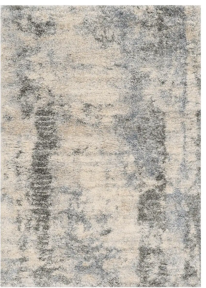 8'X10' Ivory Blue Machine Woven Abstract Indoor Area Rug Photo 2