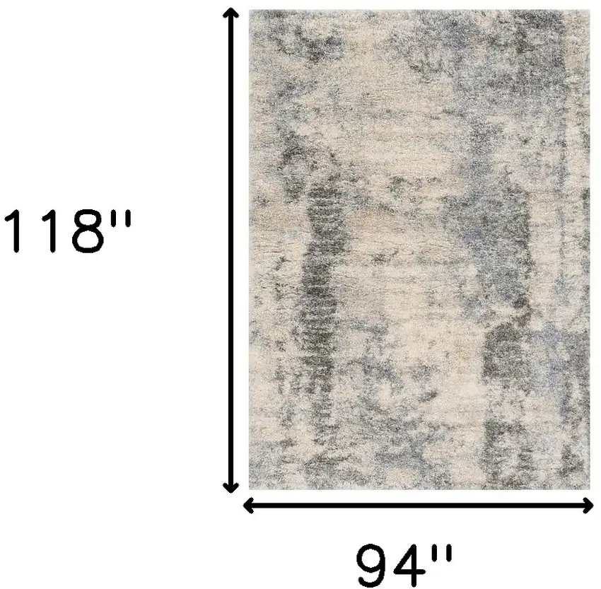 8'X10' Ivory Blue Machine Woven Abstract Indoor Area Rug Photo 3