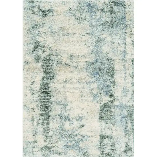 Ivory And Blue Abstract Area Rug Photo 2