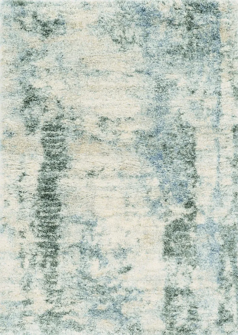 Ivory Blue Machine Woven Abstract Indoor Area Rug Photo 2