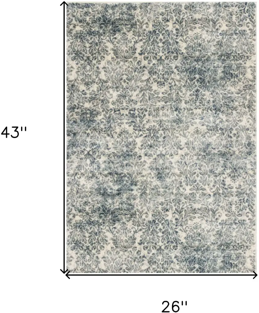 Ivory and Blue Area Rug Photo 3