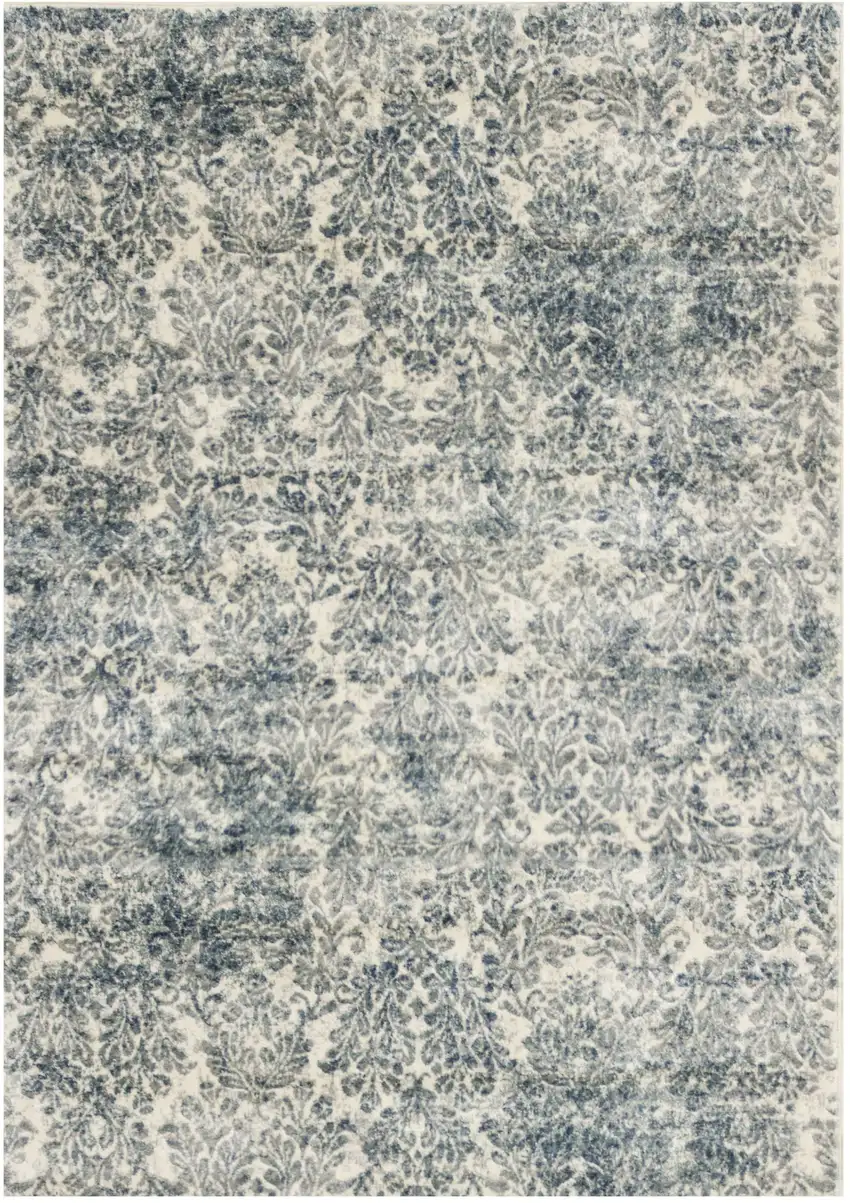 Ivory and Blue Area Rug Photo 2