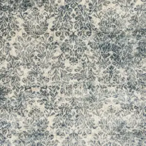 Photo of Ivory Blue Machine Woven Damask Indoor Area Rug