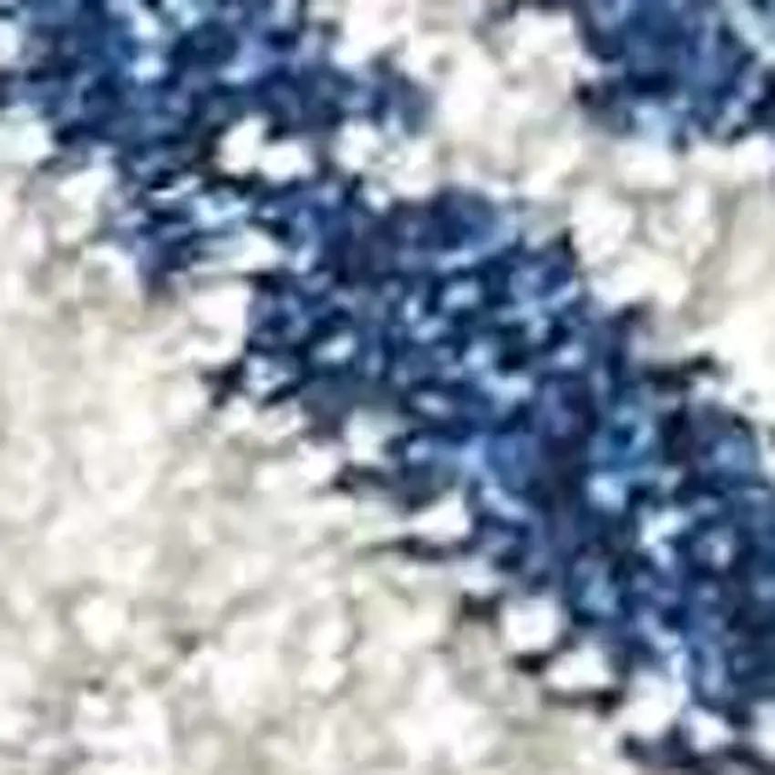 7' Ivory Blue Machine Woven Distressed Geometric Indoor Runner Rug Photo 6