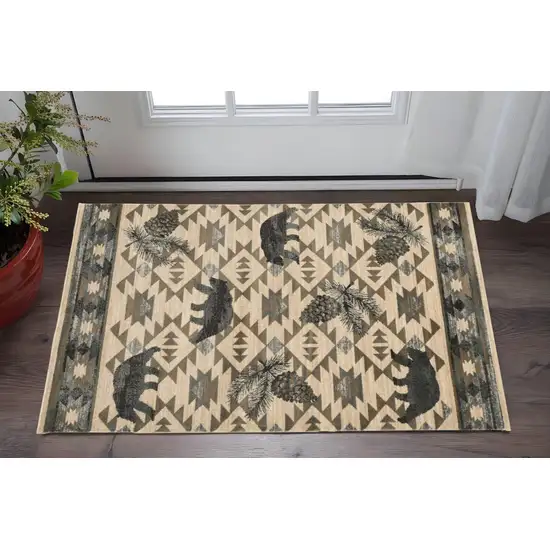 Ivory And Gray Woodland Lodge Area Rug Photo 1