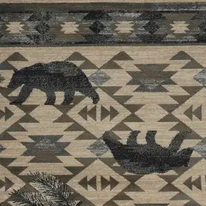 Photo of Ivory Blue Machine Woven Geometric Lodge Indoor Area Rug