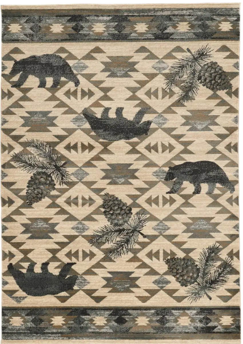 Ivory And Gray Woodland Lodge Area Rug Photo 1