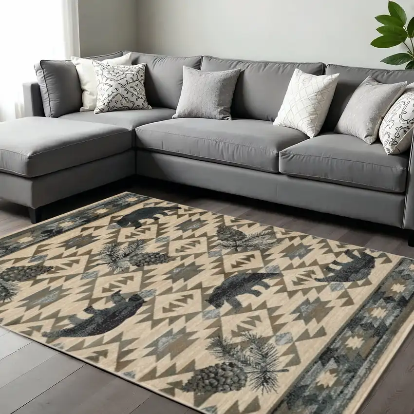 Ivory And Gray Woodland Lodge Area Rug Photo 2