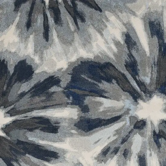 Ivory Blue Machine Woven Oversized Floral Indoor Area Rug Photo 3