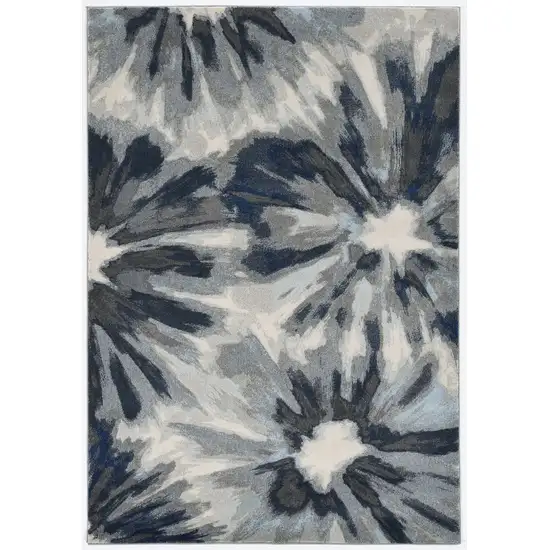 Ivory Blue Machine Woven Oversized Floral Indoor Area Rug Photo 2