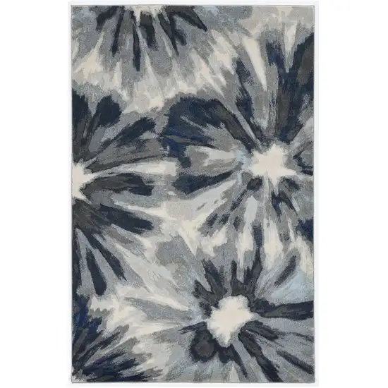 Ivory and Blue Floral Area Rug Photo 2