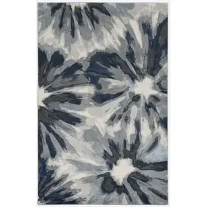 Photo of Ivory Blue Machine Woven Oversized Floral Indoor Area Rug