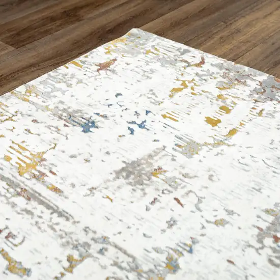 Ivory Blue Orange Red And Gray Abstract Area Rug Photo 4