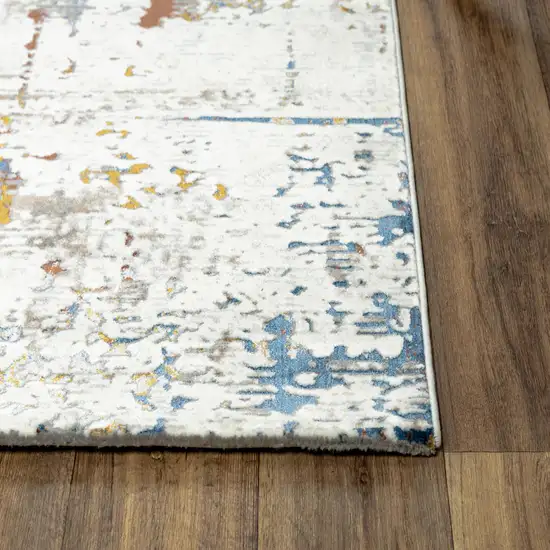 Ivory Blue Orange Red And Gray Abstract Area Rug Photo 2