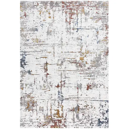 Ivory Blue Orange Red And Gray Abstract Area Rug Photo 1