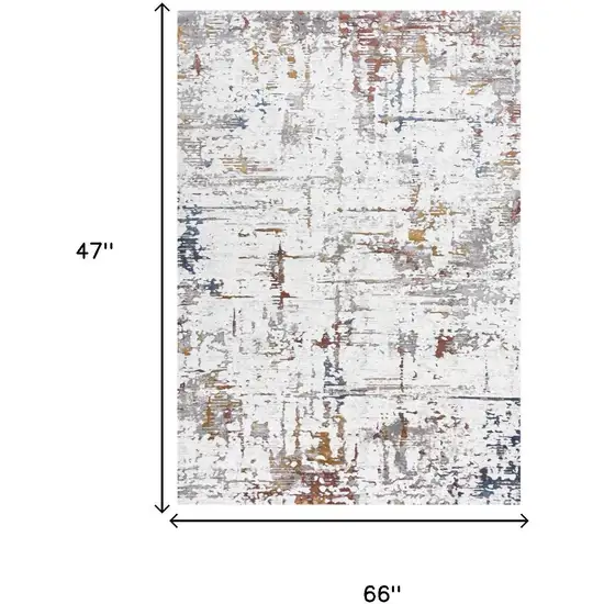 Ivory Blue Orange Red And Gray Abstract Area Rug Photo 5