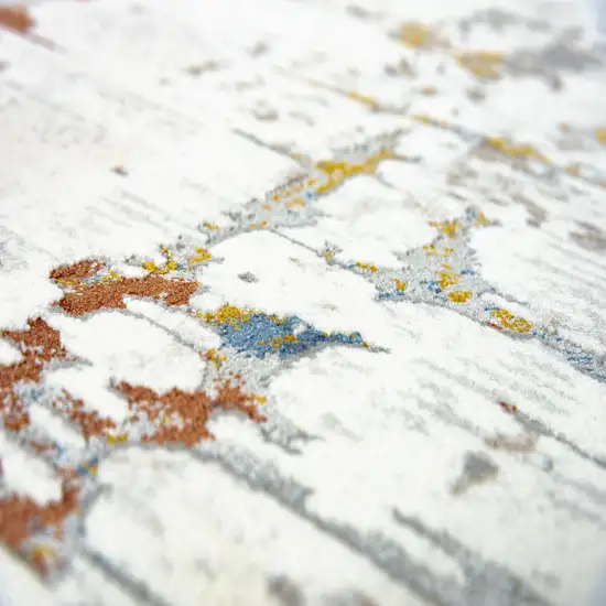 Ivory Blue Orange Red And Gray Abstract Area Rug Photo 3