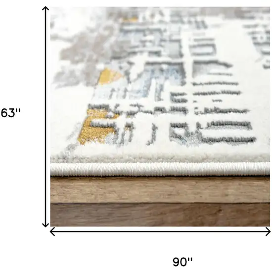 Ivory Blue Orange Red And Gray Abstract Area Rug Photo 6
