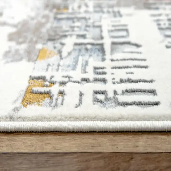 Ivory Blue Orange Red And Gray Abstract Area Rug Photo 1