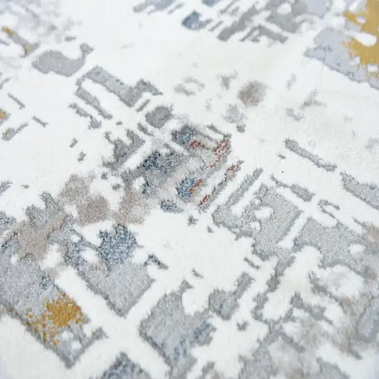Ivory Blue Orange Red And Gray Abstract Area Rug Photo 4