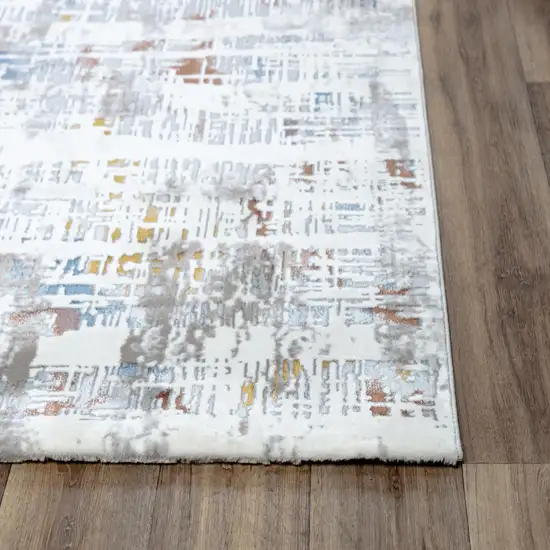 Ivory Blue Orange Red And Gray Abstract Area Rug Photo 3