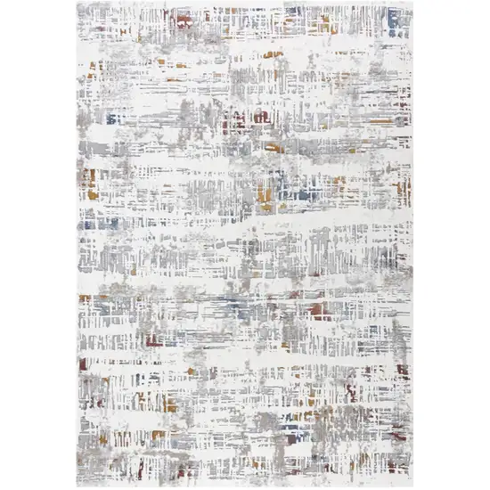 Ivory Blue Orange Red And Gray Abstract Area Rug Photo 2