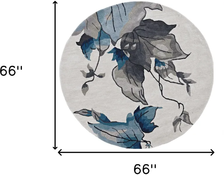 Ivory  Blue Polyester Rug Photo 2