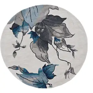 Photo of Ivory  Blue Polyester Rug