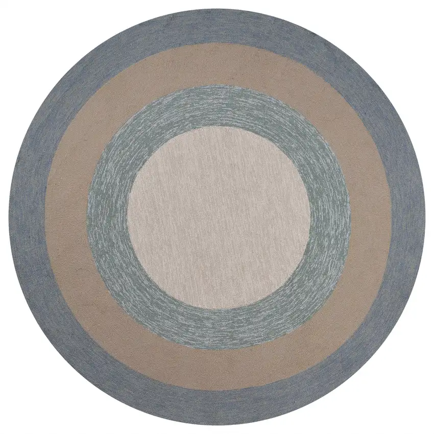 Ivory  Blue Polyester Rug Photo 2