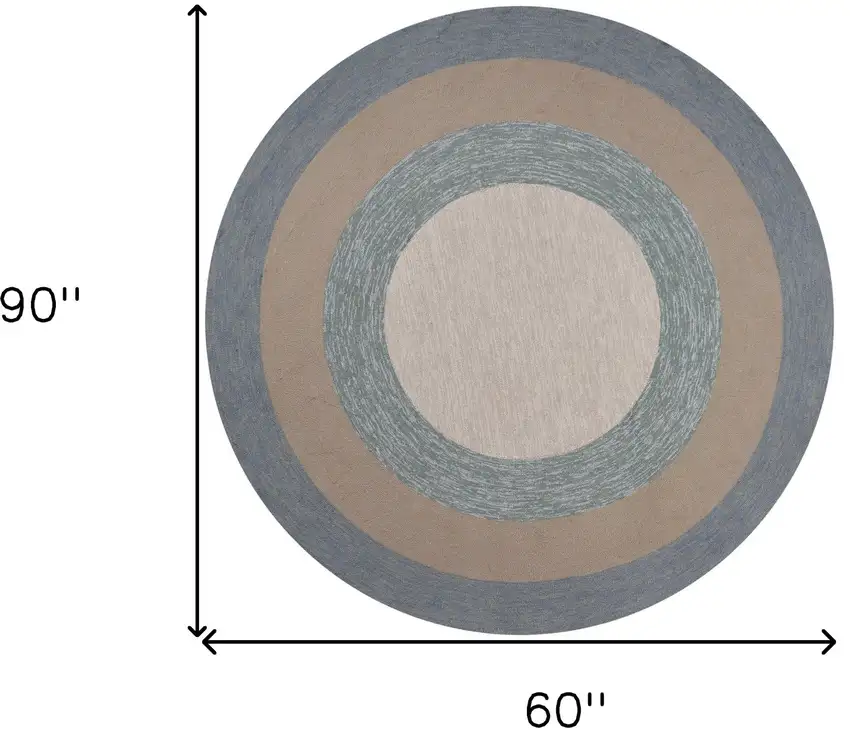Ivory  Blue Polyester Rug Photo 7