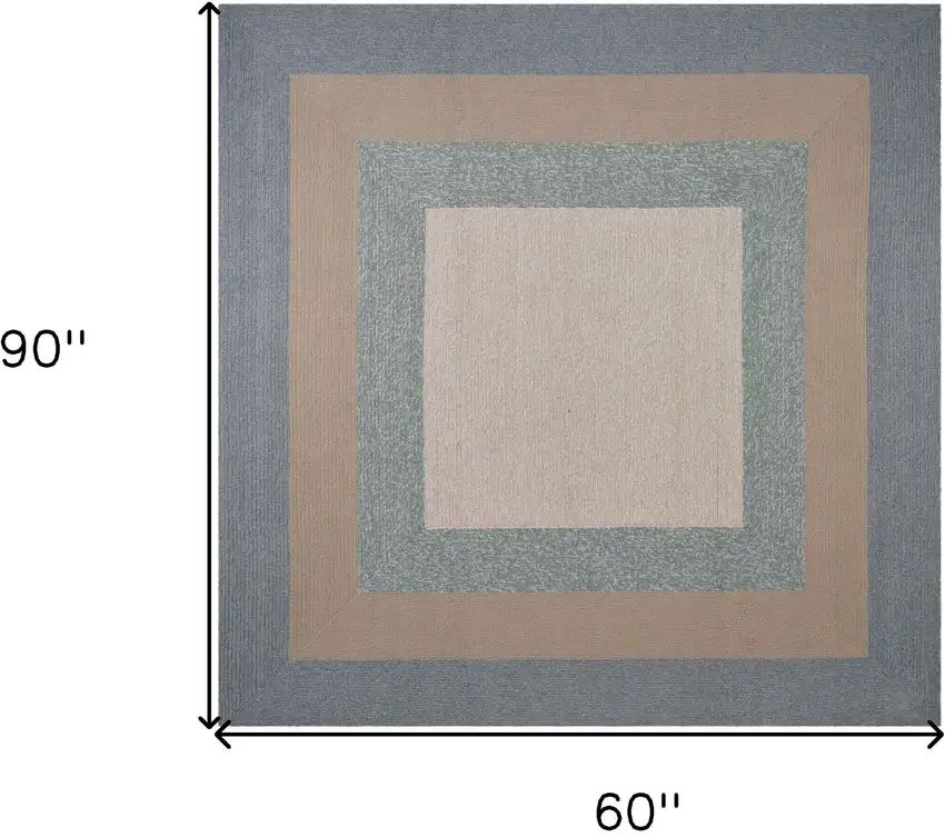 Ivory  Blue Polyester Rug Photo 3