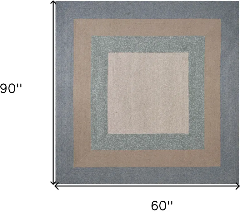 Ivory  Blue Polyester Rug Photo 5