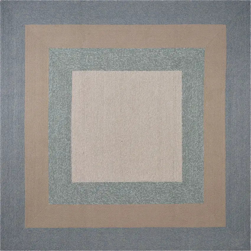 Ivory  Blue Polyester Rug Photo 3